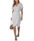 Women's Striped Surplice Midi Beach Dress