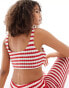 Фото #4 товара ASOS DESIGN co-ord crochet texture stripe cami top in red and white