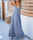 Women's Denim V-Neck Sleeveless Maxi Beach Dress