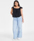 Фото #1 товара Women's Cotton Gauze Flutter-Sleeve Top, Created for Macy's