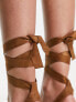 Фото #5 товара New Look suedette ankle tie platform heeled sandals in tan