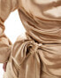 Фото #8 товара Pretty Lavish tie waist satin mini dress in matte gold