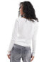 Pieces boat neck long sleeve top in cream