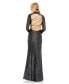 Women's Ieena Sequined High Neck Long Sleeve Lace Up Gown