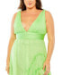 Women's Plus Size V Neck Sleeveless Ruffle Tiered Front Slit Gown