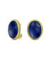 ფოტო #1 პროდუქტის 7CT Oval Cabochon Oval Blue Natural Lapis Azul Rope Cable Bezel Gold Plated Sterling Silver Clip On Earrings For Women Clip Only Is Alloy