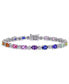 ფოტო #1 პროდუქტის Multi-Color Lab Grown Sapphire (9 7/8 ct. t.w.) and Diamond-Accent Tennis Bracelet in Sterling Silver