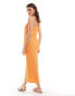 JDY textured bandeau midi dress dress in orange Оранжевый, XS - EU 34 - фото #4