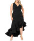 ფოტო #1 პროდუქტის Plus Size Asymmetric Ruffled Gown