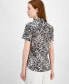 Фото #2 товара Women's Cotton Floral-Print Short-Sleeve Shirt