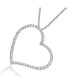 ფოტო #5 პროდუქტის Sterling Silver with Round Cubic Zirconia Thin Open Heart Frame Necklace