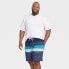 Men's Big & Tall 10" Ocean Striped Swim Shorts - Goodfellow & Co Dark Blue 46