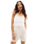 & Other Stories double lined bodysuit with ruche neckline with rope tie back in off white