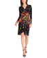 Фото #1 товара Women's Floral Ruched Faux-Wrap Dress