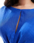 Фото #3 товара ASOS DESIGN Curve cap sleeve keyhole ruched front midi dress in royal blue