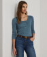 ფოტო #1 პროდუქტის Women's Rib-Knit Henley Tee