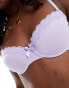 Hunkemoller Lola ribbed underwired cotton bra with lace trim detail in lavender