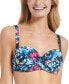 Фото #4 товара Women's Printed Balconette Ruched Underwire Bikini Top