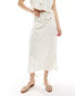 Vero Moda linen midi skirt co-ord in off white Белый, S - EU 36 - фото #2