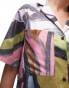 Topshop co ord satin paint swirl resort shirt in multi