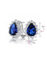 Classic Style Cocktail Wedding Party 2.5CT Royal Blue Sapphire Simulated AAA CZ Halo Pear Shaped Teardrop Stud Earrings For Women Omega Back