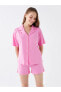 LCW DREAM Gömlek Yaka Düz Kısa Kollu Kadın Şortlu Pijama Takımı