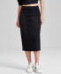 Women's Denim Back-Slit Midi Skirt