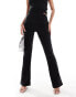 Фото #4 товара Kaiia exclusive slinky ruched side folded waist flared trousers co-ord in black