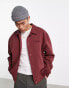 ASOS DESIGN oversized varsity jersey jacket in maroon with back boucle embroidery