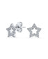 Фото #1 товара USA American Patriotic Rock Star Sparkling CZ Pave Celestial Stars Stud Earrings For Women Sterling Silver