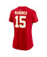 ფოტო #2 პროდუქტის Women's Patrick Mahomes Red Kansas City Chiefs Super Bowl LVIII Patch Player Name and Number T-shirt