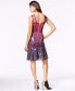 Фото #2 товара RACHEL Rachel Roy Drop Waist Sequin Flounce Dress Sleeveless Purple 2