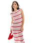 ASOS DESIGN contrast stitch column knit maxi dress in pink