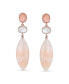 Unique Geometric Long White MOP Pastel Pink Natural Aventurine Rhombus Oval Shape 3 Tier Party Dangling Earrings Gold Plated