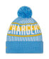 Фото #2 товара Men's Powder Blue Los Angeles Chargers Striped Cuffed Knit Hat with Pom