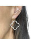ფოტო #2 პროდუქტის Cubic Zirconia Encrusted Clover Dangle Earrings