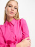 Фото #2 товара Monki balloon sleeve mini shirt dress in pink