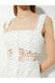 Dantelli Bridal Elbise Askılı Kare Yaka Katlı