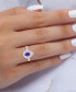 ფოტო #2 პროდუქტის Amethyst (3/4 ct. t.w.) & Lab-Grown White Sapphire (3/4 ct. t.w.) Teardrop Halo Birthstone Ring in Sterling Silver (Also in Additional Birthstones)