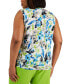 Фото #2 товара Plus Size Floral Tie-Neck Sleeveless Blouse