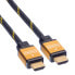 ROLINE Rotronic 1m HDMI - 1 m - HDMI Type A (Standard) - HDMI Type A (Standard) - 3D - Black,Gold