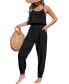 ფოტო #1 პროდუქტის Women's Tapered Leg & Back Cut-Out Jumpsuit