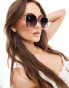 Фото #4 товара AJ Morgan oversized festival square rhinestone sunglasses in gold - GOLD