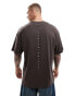 Фото #1 товара Jack & Jones oversized studio back print t-shirt in chocolate brown