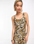 Фото #2 товара Glamorous scoop neck slip dress in tiger satin