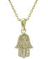 Cubic Zirconia Hamsa Pendant in 18k Gold Plated Sterling Silver