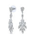 ფოტო #1 პროდუქტის Bridal Teardrop Marquise Cluster Cubic Zirconia CZ Prom Pageant Statement Dangle Earrings For Women Rhodium Plated Brass