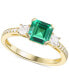 Фото #1 товара Lab-Grown Emerald (7/8 ct. t.w.) & Lab-Grown White Sapphire (1/3 ct. t.w.) in 14k Gold-Plated Sterling Silver