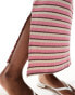 Pieces ribbed maxi skirt in stripe