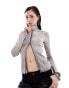 Фото #1 товара Weekday Anja zip through long sleeve top in washed grey